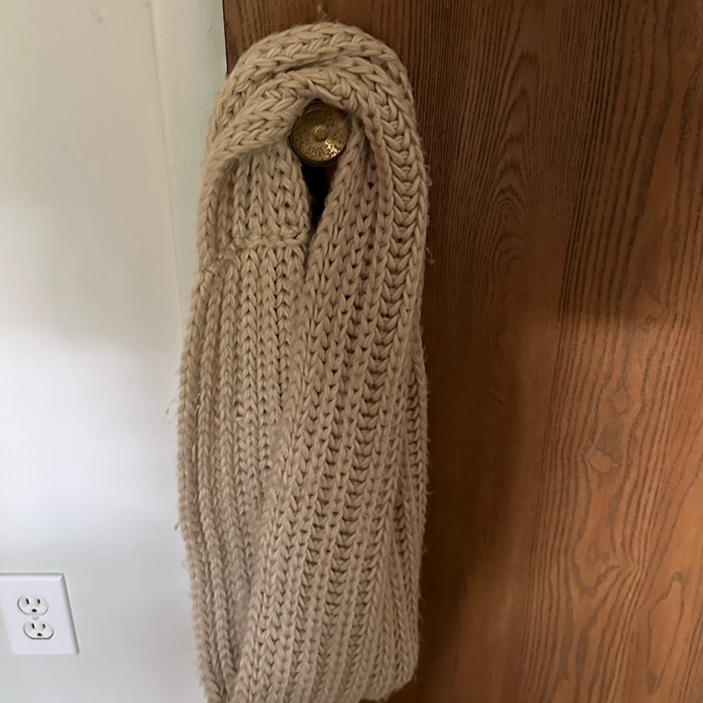 Thick knit infinity scarf- tan beige color